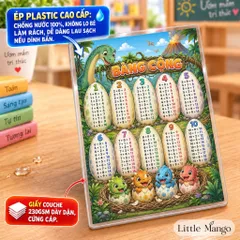 Combo 4 Bảng Cửu Chương Cộng Trừ Nhân Chia A4 Ép Plastic Cho Bé – Hải Tặc, Máy Bay, Khủng Long