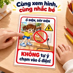 Bộ 20 Thẻ Học Cảnh Báo Cho Bé – Mẫu Bé Gái, Học Kỹ Năng An Toàn, Ép Plastic, A4 A5 A6
