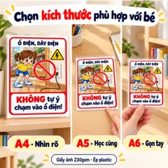 Bộ 20 Thẻ Học Cảnh Báo Cho Bé – Mẫu Bé Gái, Học Kỹ Năng An Toàn, Ép Plastic, A4 A5 A6