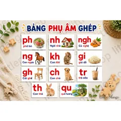 Bộ 61 Thẻ Học Thông Minh Tiếng Việt Cho Bé - Số Đếm 1-10, Bảng Chữ Cái, Phụ Âm Ghép, Nguyên Âm Ghép A5 A6 A7