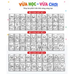 Combo 20 Tranh Tô Màu Con Vật Cho Bé A5 - Tranh Nét To Dễ Tô - Giấy Dày - Phát Triển Sáng Tạo - Giáo Cụ Mầm Non