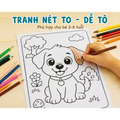 Combo 20 Tranh Tô Màu Con Vật Cho Bé A5 - Tranh Nét To Dễ Tô - Giấy Dày - Phát Triển Sáng Tạo - Giáo Cụ Mầm Non