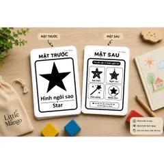 Flashcard Kích Thích Thị Giác A5 Cho Bé Sơ Sinh Đen Trắng 0-12 Tháng Thẻ Học Montessori Song Ngữ Việt Anh