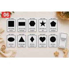 Flashcard Kích Thích Thị Giác A5 Cho Bé Sơ Sinh Đen Trắng 0-12 Tháng Thẻ Học Montessori Song Ngữ Việt Anh