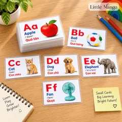 Combo 36 Thẻ Học Thông Minh Số Đếm 1-10 và 26 Chữ Cái Tiếng Anh A5 A6 A7 - Thẻ học Song Ngữ Việt Anh Cho Bé