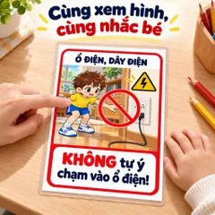 Bộ 20 Thẻ Học Cảnh Báo Cho Bé – Mẫu Bé Trai, Học Kỹ Năng An Toàn, Ép Plastic, A4 A5 A6