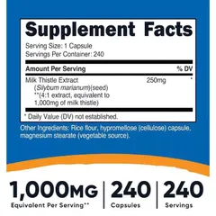 Viên uống giải độc gan Nutricost Milk Thistle 240 Viên, tăng cường chức năng gan