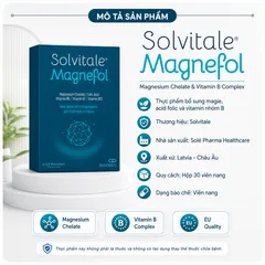 Viên uống bổ sung Magie hữu cơ Solvitale Magnefol Magie, Vitamin B, hỗ trợ giảm mệt mỏi căng thẳng