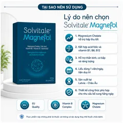 Viên uống bổ sung Magie hữu cơ Solvitale Magnefol Magie, Vitamin B, hỗ trợ giảm mệt mỏi căng thẳng