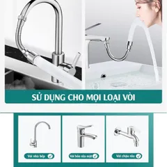 Dây nối vòi nước vạn năng, xoay 720 độ chất liệu inox 304 chống gỉ, chịu nhiệt sử dụng đa năng cho nhiều loại vòi