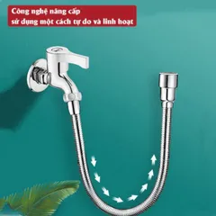 Dây nối vòi nước vạn năng, xoay 720 độ chất liệu inox 304 chống gỉ, chịu nhiệt sử dụng đa năng cho nhiều loại vòi