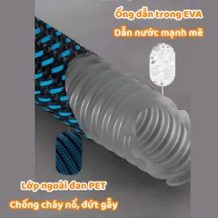 Bộ Vòi Xịt Tưới Cây Rửa Xe Đầu Phun Tăng Áp 6 Chế Độ Dây Dày 2 Lớp Chống Mài Mòn SUNBEAM Dài 5-10-15-20 Mét