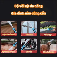 Bộ Vòi Xịt Tưới Cây Rửa Xe Đầu Phun Tăng Áp 6 Chế Độ Dây Dày 2 Lớp Chống Mài Mòn SUNBEAM Dài 5-10-15-20 Mét