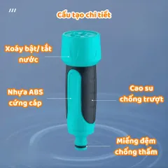 Bộ Vòi Xịt Tưới Cây Rửa Xe Đầu Phun Tăng Áp 6 Chế Độ Dây Dày 2 Lớp Chống Mài Mòn SUNBEAM Dài 5-10-15-20 Mét