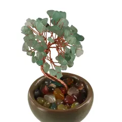 Cây Tự Nhiên, Đế Gốm Sứ Dây Đồng Đá Quý Cây, Sức Khỏe Tinh Thần Handmade Năng Lượng Tích Cực May Mắn Tượng Văn Phòng
