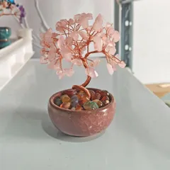 Cây Tự Nhiên, Đế Gốm Sứ Dây Đồng Đá Quý Cây, Sức Khỏe Tinh Thần Handmade Năng Lượng Tích Cực May Mắn Tượng Văn Phòng