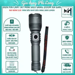 Đèn Pin Cầm Tay Mini Ray Bow -1120 Có Chế Độ Zoom Xa Gần , Chống Nước Khi Đi Mưa