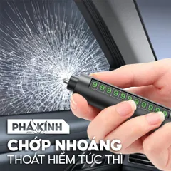 Búa Thoát Hiểm Ô Tô 4IN1 - Phá kính nhanh, Lưỡi dao bén, Đèn led sáng, Bảng số điện thoại