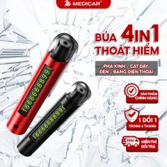 Búa Thoát Hiểm Ô Tô 4IN1 - Phá kính nhanh, Lưỡi dao bén, Đèn led sáng, Bảng số điện thoại