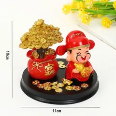 Thần Tài Kết Hợp Cây Tài Lộc Thu hút Tài Lộc Để Ô Tô Bàn Làm Việc Cửa Hàng Phòng hách