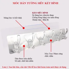 Thanh 6 Móc Trong Tiện Lợi (có Vỉ Bọc) Móc Dán Tường Siêu Kết Dính