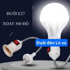Đuôi Đèn Lò Xo Bẻ Cong Xoay 360 độ Có Công Tắc Chuôi E27