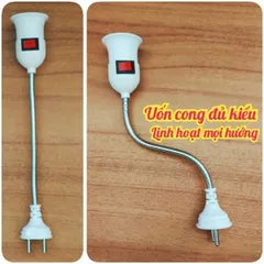 Đuôi Đèn Lò Xo Bẻ Cong Xoay 360 độ Có Công Tắc Chuôi E27