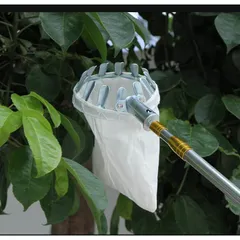 Vợt Hái Trái Cây Trên Cao Đa Năng Kèm Túi Vải, Dụng Cụ Hái Hoa Quả Kim Loại Siêu Bền Đẹp