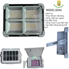 Đèn tích điện năng lượng mặt trời S12s 6 quả pin thay thế sạc dự phòng.