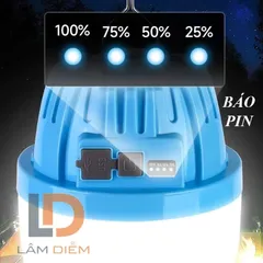 Bóng Đèn Tích Điện 300w Sạc Type C Có Hít Nam Châm Và Móc Treo 3 Pin Dung Lượng Cao