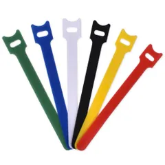Sét 20 Dây Velcro dán tự dính 2 mặt chữ T , dây buộc gọn dây điện dây cáp có lỗ xỏ nhiều màu