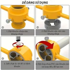 Bộ Tạo Khớp Nối Ren Cho Ống Nước, Bộ Tạo Ren Ống Nhựa Chuyên Dụng Giúp Sửa Chữa, Lắp Ráp Dễ Dàng, Sét 6 Món