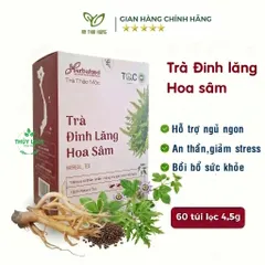 Herbafood Trà Đinh Lăng Hoa Sâm Hỗ trợ ngủ ngon An thần giảm stress Bồi bổ sức khỏe 60 túi lọc 4,5g