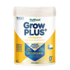 Sữa bột Nutifood Sweden GrowPLUS+ Colostrum Lactoferrin Lon 800g, đề kháng kép đảm bảo hô hấp và tiêu hoá