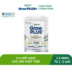 Sữa Bột Nutifood Sweden GrowPLUS+ Bạc Cao lớn vượt trội 1+, 2+ Lon 800g