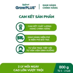 Sữa Bột Nutifood Sweden GrowPLUS+ Bạc Cao lớn vượt trội 1+, 2+ Lon 800g