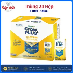 Thùng 24 Hộp Sữa bột pha sẵn Nutifood Sweden GrowPLUS+ Colostrum Lactoferrin 110ml, 180ml cho bé
