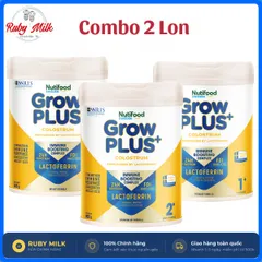 [Combo 2 Lon] Sữa bột Nutifood Sweden GrowPLUS+ Colostrum Lactoferrin 0+,1+, 2+ Lon 800g