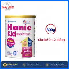 Sữa Bột HANIE KID 0+ Nutricare Cho Bé Suy Dinh Dưỡng Biếng Ăn Thấp Còi Sữa Non 24H Cao Năng Lượng Từ 1-12 Tháng 800G