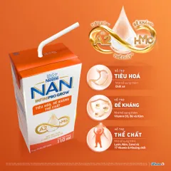 Thùng sữa pha sẵn Nestle NAN INFINIPRO GROW với A2 & HMO hỗ trợ tiêu hóa, đề kháng & phát triển thể chất 110ml/180ml