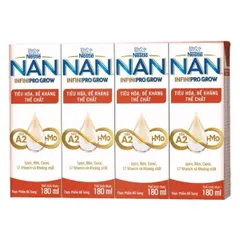 Thùng sữa pha sẵn Nestle NAN INFINIPRO GROW với A2 & HMO hỗ trợ tiêu hóa, đề kháng & phát triển thể chất 110ml/180ml