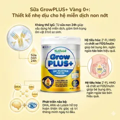 Sữa bột công thức CHÍNH HÃNG Nutifood GrowPLUS+ Vàng 24h giúp bé tiêu hóa tốt, phát triển toàn diện