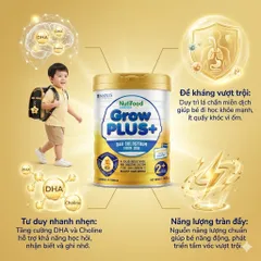 Sữa bột công thức CHÍNH HÃNG Nutifood GrowPLUS+ Vàng 24h giúp bé tiêu hóa tốt, phát triển toàn diện