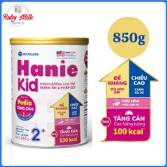 Sữa Bột HANIE KID 2+ Lon 850g Cho Bé 2 -10 Tuổi Sữa Non 24H Cao Năng Lượng Cho Bé Suy Dinh Dưỡng Biếng Ăn Thấp Còi