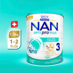 Combo 2 Lon Sữa Bột Nan Optipro Plus 3 1.5kg Cho Bé 1-2 Tuổi