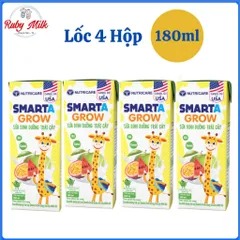 Lốc 4 Hộp Sữa Nutricare Smarta Grow Hương Trái cây Nhiệt Đới 180ml (Mẫu Ngẫu Nhiên)