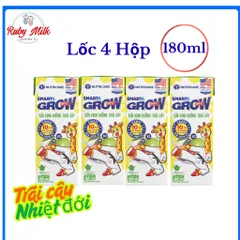 Lốc 4 Hộp Sữa Nutricare Smarta Grow Hương Trái cây Nhiệt Đới 180ml (Mẫu Ngẫu Nhiên)