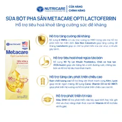 [Combo 2 Thùng] Sữa Bột Pha Sẵn METACARE OPTI  LACTOFERRIN Hỗ Trợ Tiêu Hoá Khoẻ Tăng Cường Đề Kháng 110ml/180