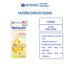 [Combo 2 Thùng] Sữa Bột Pha Sẵn METACARE OPTI  LACTOFERRIN Hỗ Trợ Tiêu Hoá Khoẻ Tăng Cường Đề Kháng 110ml/180