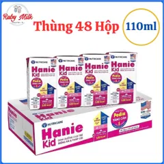 Thùng 48 Hộp Sữa Bột Pha Sẵn Nutricare Hanie Kid 110ml - Cho trẻ biếng ăn và suy dinh dưỡng